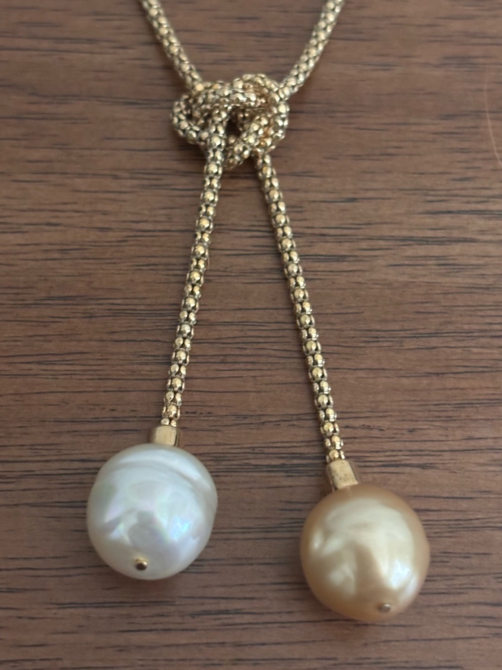 Majorica 18k Gold-Plated 925 Sterling Silver Lariat Love Knot Pearl Necklace. - Picture 6 of 13